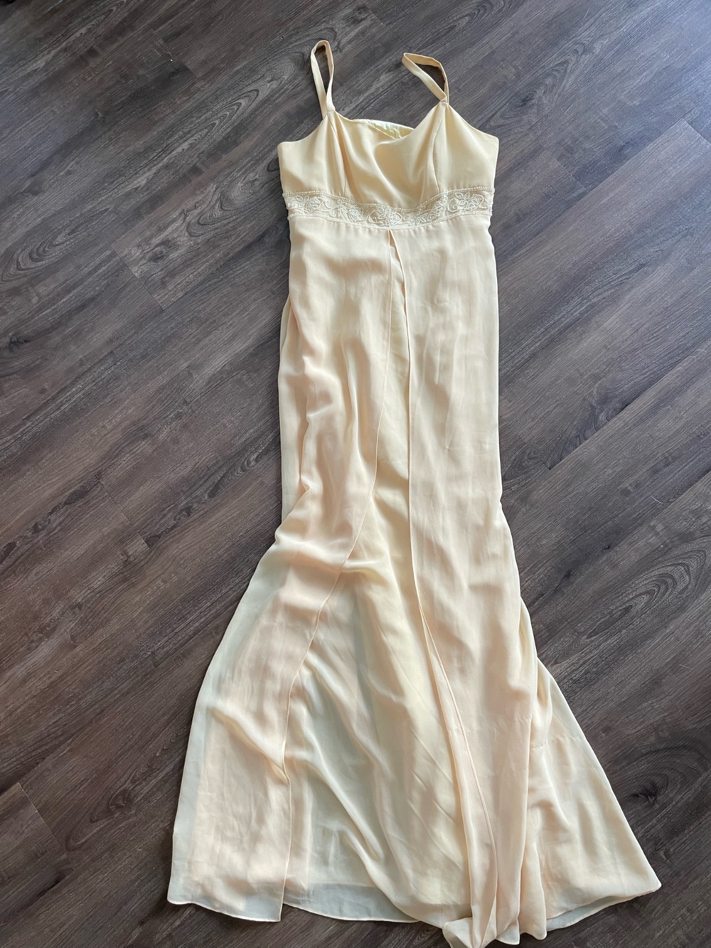 Vintage 2003 Chadwick’s of Boston Beaded Formal Dress - Butter Yellow Size 6